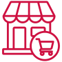 retailer icon Retail store icon in white on red