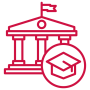 university icon University and education icon in white on red